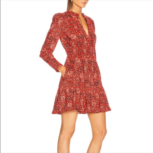 Ulla Johnson Mini Long-Sleeve Ruffle Liv Dress Sz 12 - Picture 5 of 7